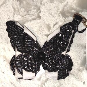 BRAHMIN Black Butterfly Leather Fob Charm Tassel NWT! FACTORY WRAPPED